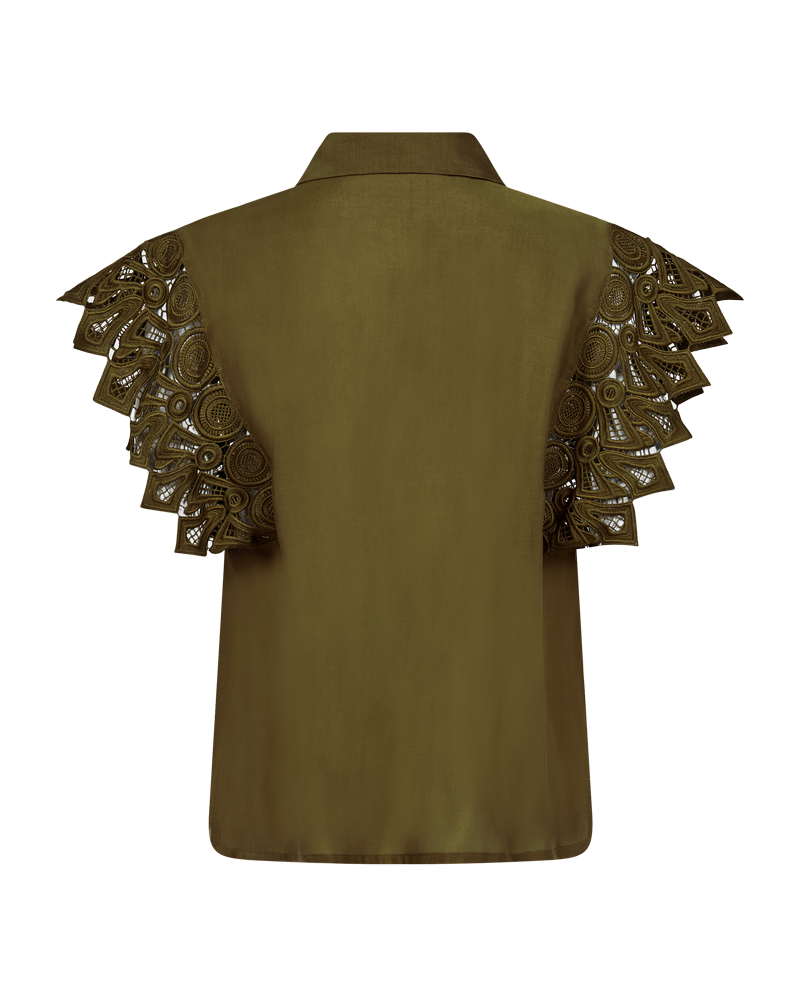 CMMOLLY - SKJORTE MED CUT-AND-SEW BLONDER I KHAKIGRØN
