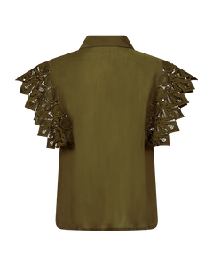 CMMOLLY - SKJORTE MED CUT-AND-SEW BLONDER I KHAKIGRØN