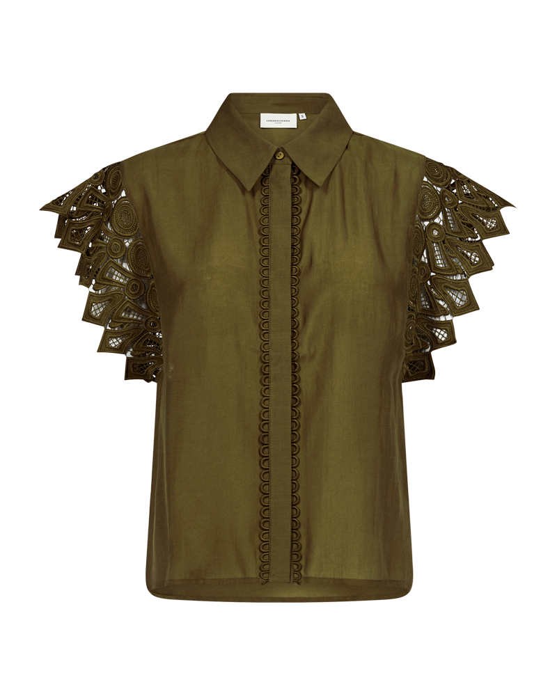 CMMOLLY - SKJORTE MED CUT-AND-SEW BLONDER I KHAKIGRØN
