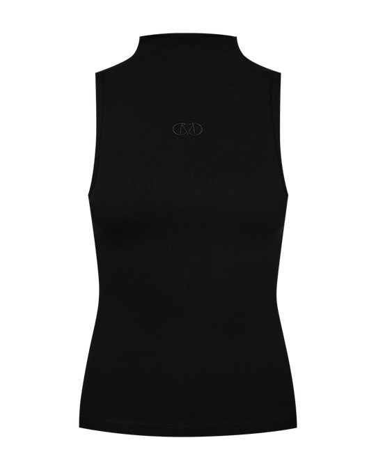 CMSIV - TOP MED BRODERET LOGO I SORT