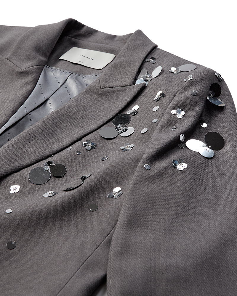 CMTAILOR - BLAZER MED PAILLETTER OG PERLER I GRÅ
