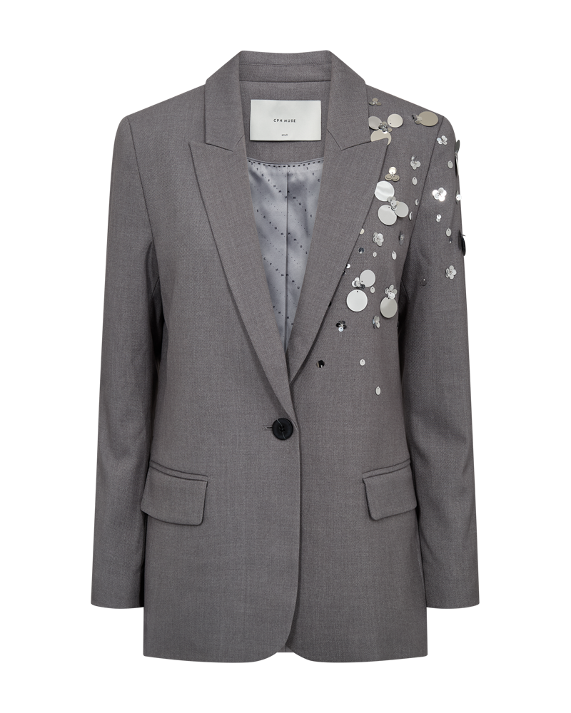 CMTAILOR - BLAZER MED PAILLETTER OG PERLER I GRÅ