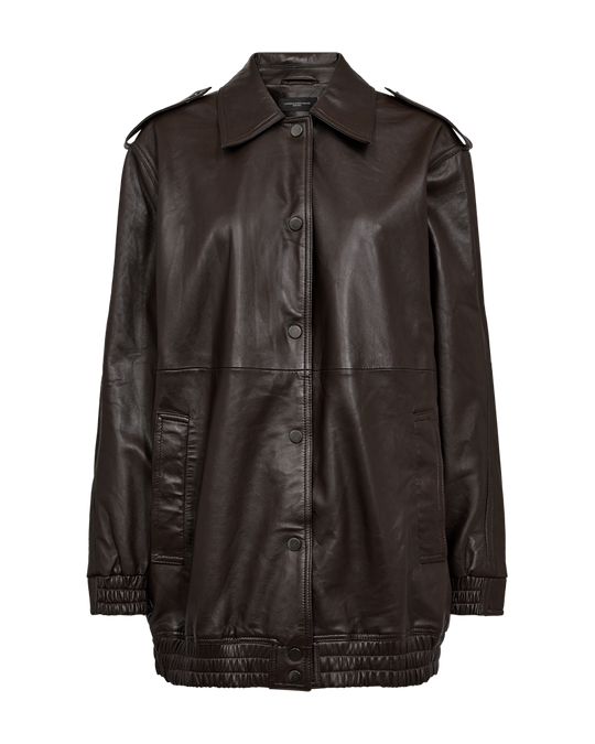 CMROYAL - OVERSIZED LÆDERJAKKE I BRUN