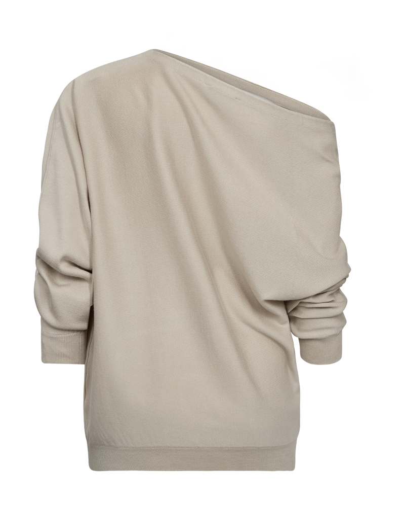 CMVERAN - OFF-SHOULDER PULLOVER I BEIGE