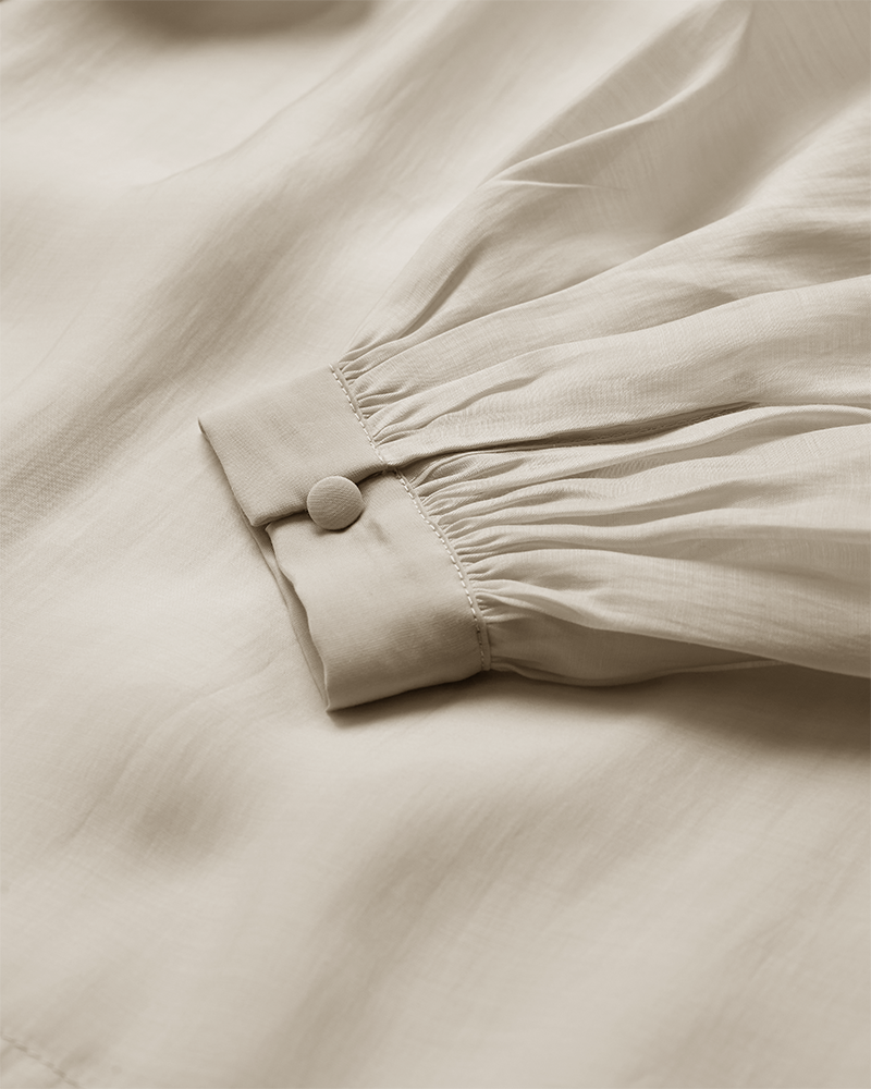 CMTILLY - BLUSE MED SLØJFEDETALJE I BEIGE