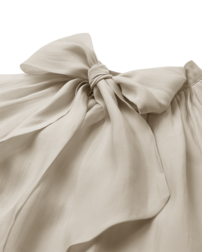 CMTILLY - BLUSE MED SLØJFEDETALJE I BEIGE