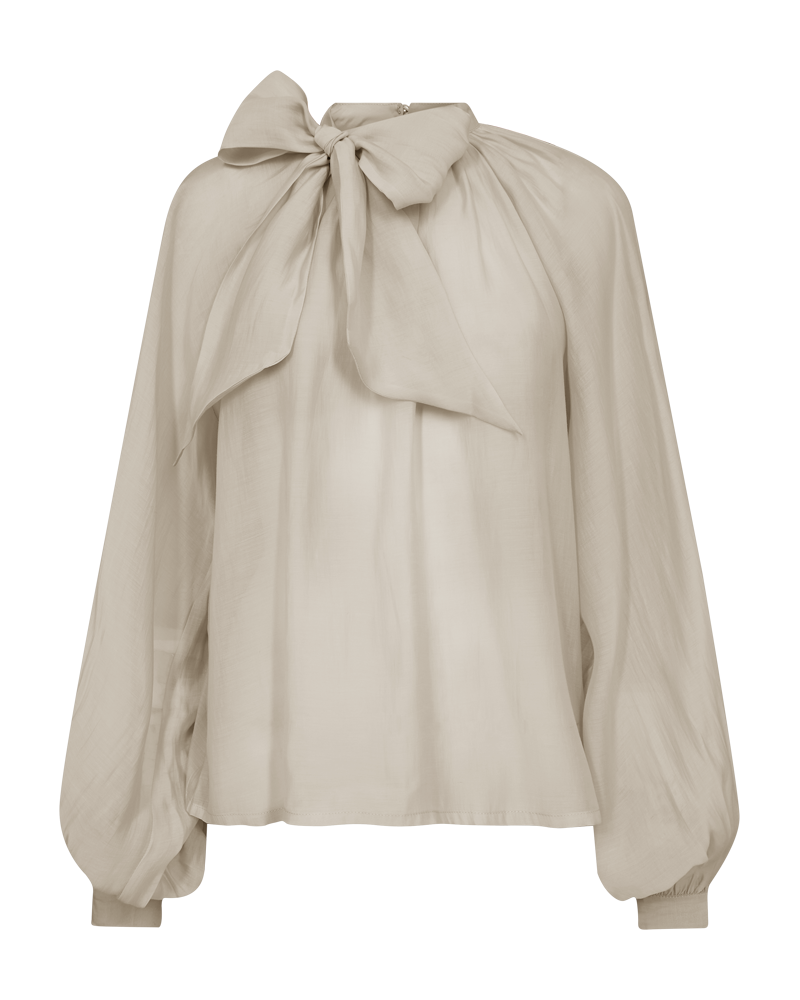 CMTILLY - BLUSE MED SLØJFEDETALJE I BEIGE