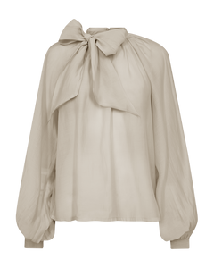 CMTILLY - BLUSE MED SLØJFEDETALJE I BEIGE