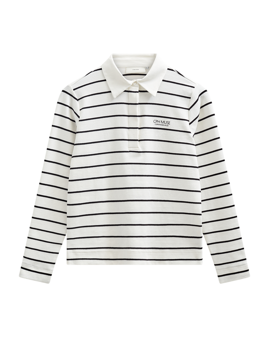 CMMUSE - POLO MED STRIBER I RÅHVID OG SORT