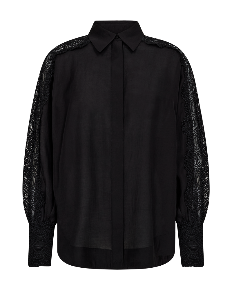 CMMOLLY - SKJORTE MED CUT-AND-SEW BLONDER I SORT
