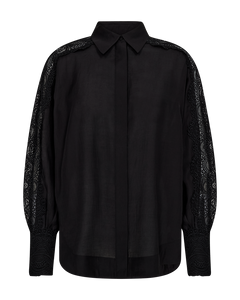 CMMOLLY - SKJORTE MED CUT-AND-SEW BLONDER I SORT