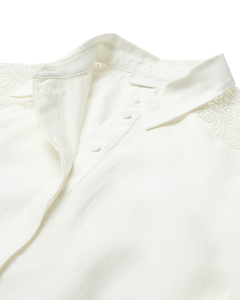 CMMOLLY - SKJORTE MED CUT-AND-SEW BLONDER I RÅHVID