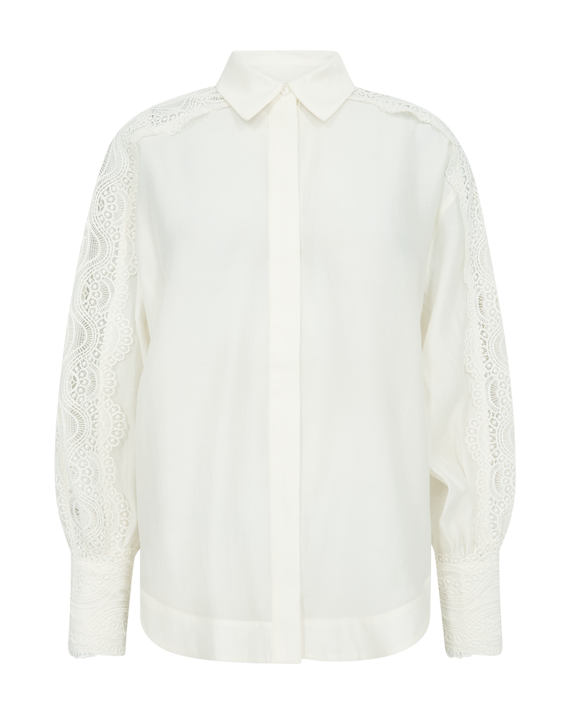 CMMOLLY - SKJORTE MED CUT-AND-SEW BLONDER I RÅHVID