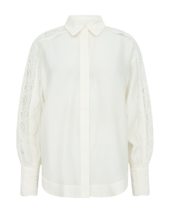 CMMOLLY - SKJORTE MED CUT-AND-SEW BLONDER I RÅHVID