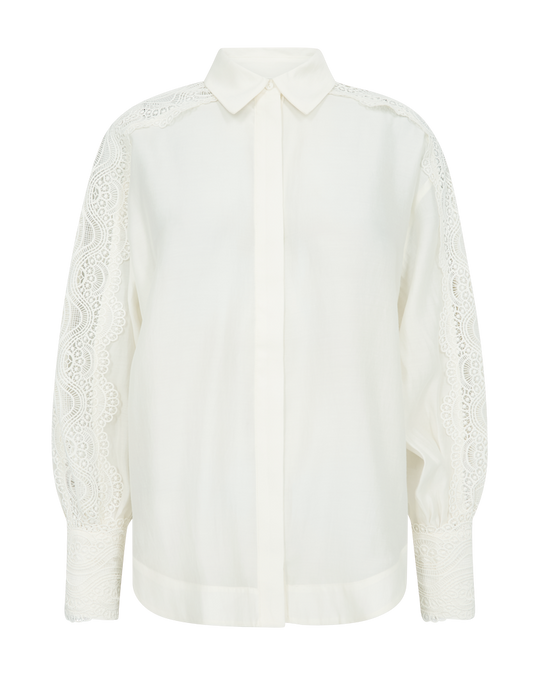 CMMOLLY - SKJORTE MED CUT-AND-SEW BLONDER I RÅHVID