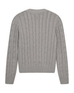 CMKOTOM - KABELSTRIKKET PULLOVER I GRÅ