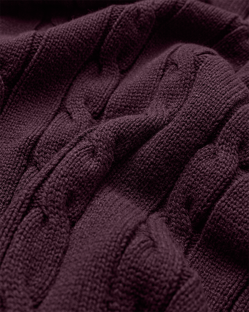 CMKOTOM - KABELSTRIKKET PULLOVER I RØD