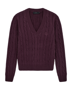 CMKOTOM - KABELSTRIKKET PULLOVER I RØD