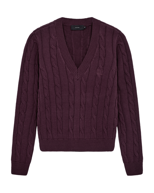 CMKOTOM - KABELSTRIKKET PULLOVER I RØD