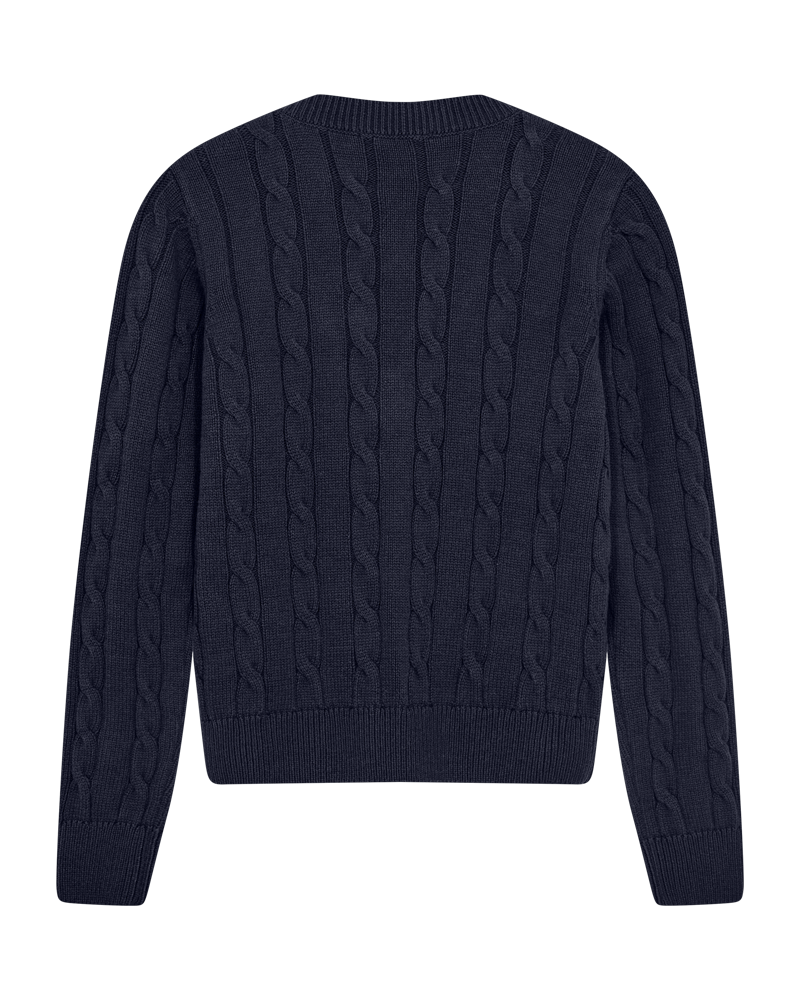CMKOTOM - KABELSTRIKKET PULLOVER I BLÅ