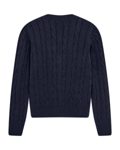 CMKOTOM - KABELSTRIKKET PULLOVER I BLÅ