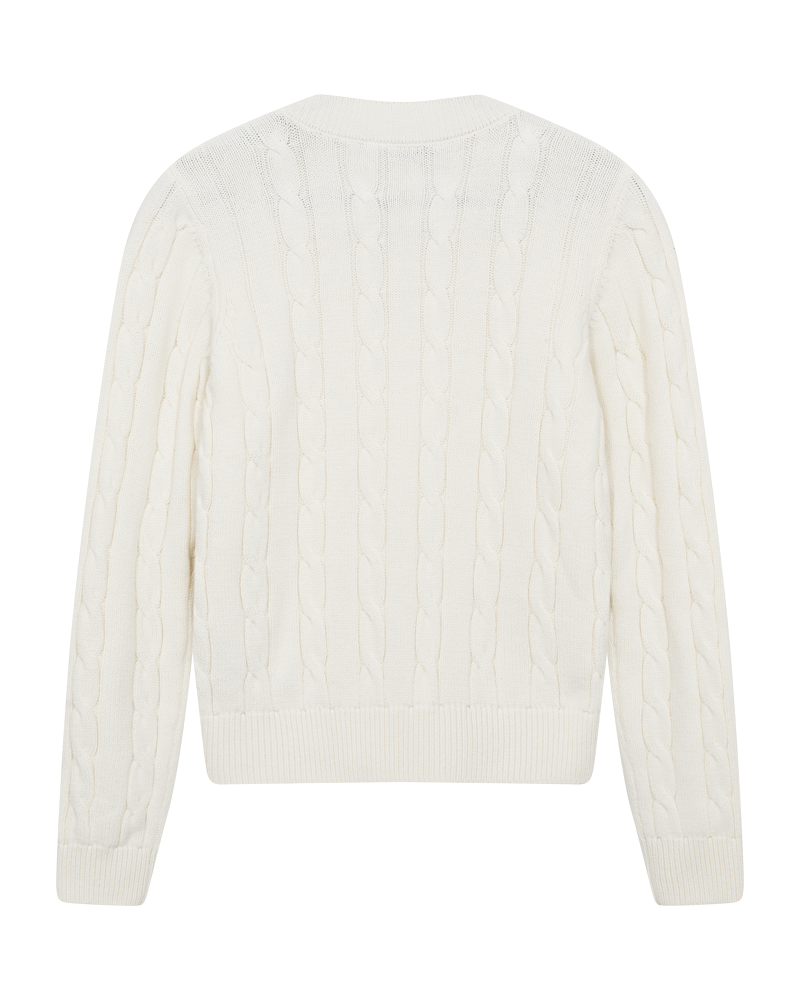 CMKOTOM - KABELSTRIKKET PULLOVER I RÅHVID