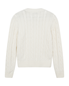 CMKOTOM - KABELSTRIKKET PULLOVER I RÅHVID