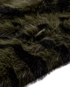 CMPLUSHY - FAUX FUR JAKKE I MØRKEGRØN OG SORT