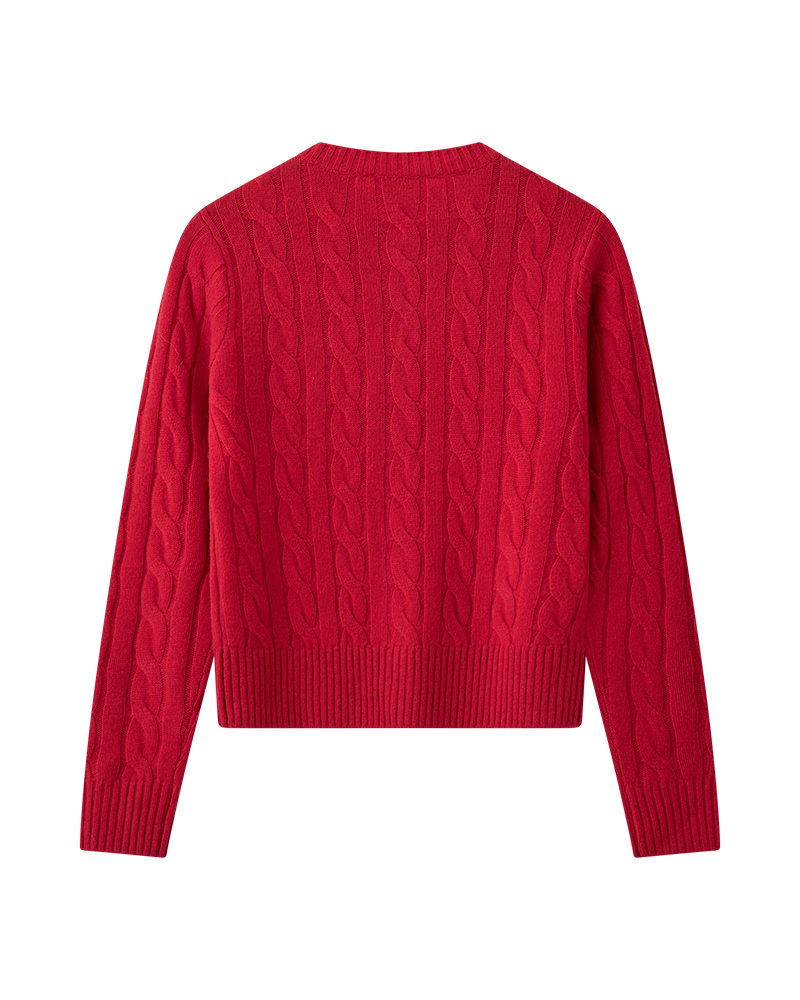 CMCASHA - CARDIGAN MED BRODERET LOGODETALJE I RØD