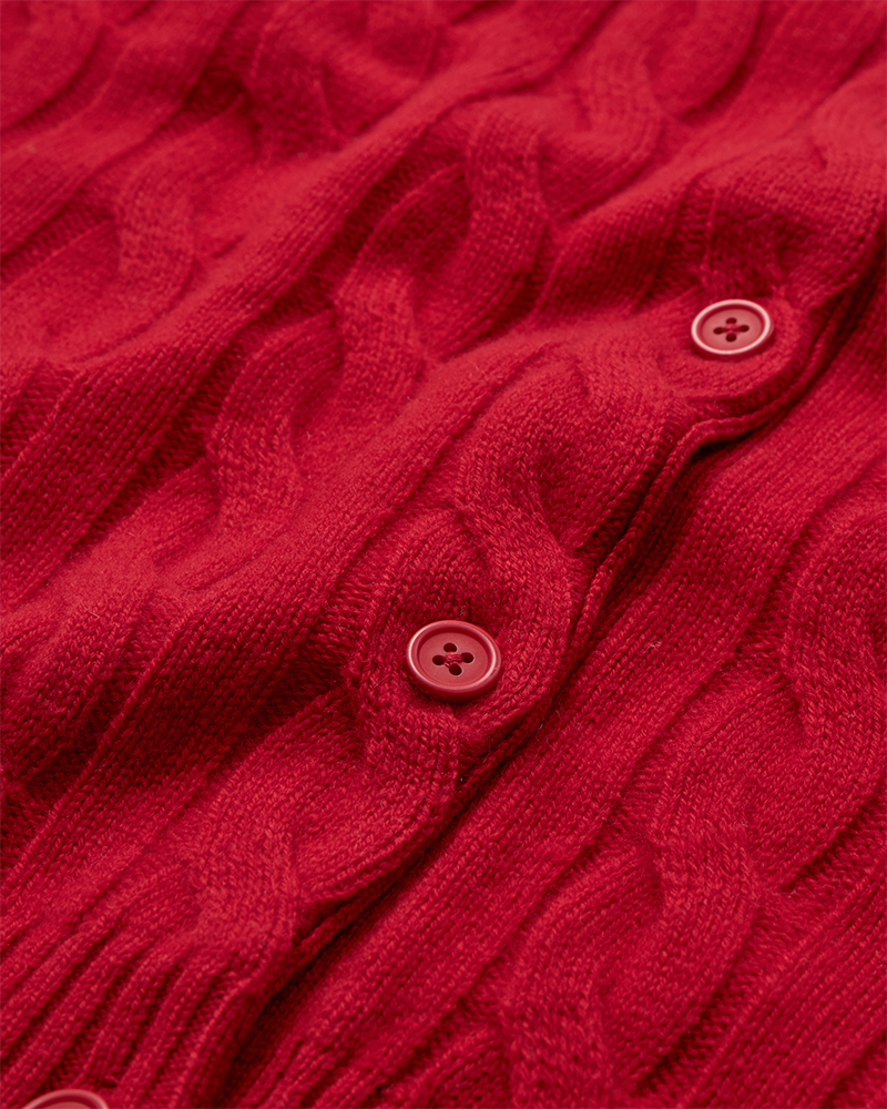 CMCASHA - CARDIGAN MED BRODERET LOGODETALJE I RØD