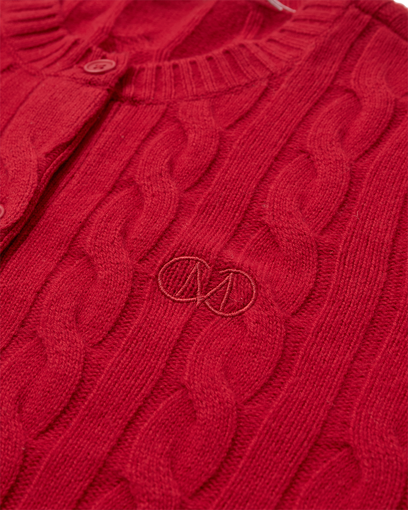 CMCASHA - CARDIGAN MED BRODERET LOGODETALJE I RØD