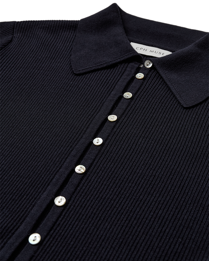 CMCONNIE - CARDIGAN MED PERLEMORSKNAPPER I BLÅ