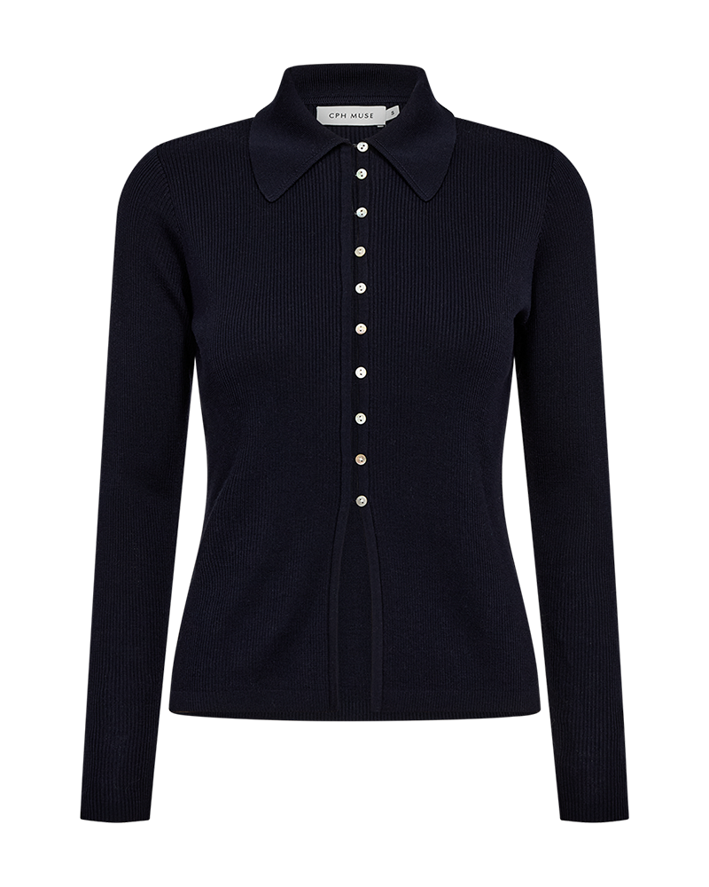 CMCONNIE - CARDIGAN MED PERLEMORSKNAPPER I BLÅ