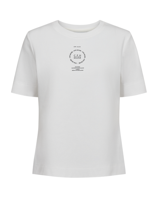CMMUSE - T-SHIRT MED LOGODETALJE I HVID