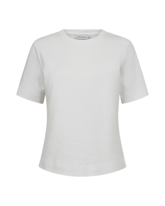 CMMUSE - T-SHIRT MED SMAL PASFORM I HVID