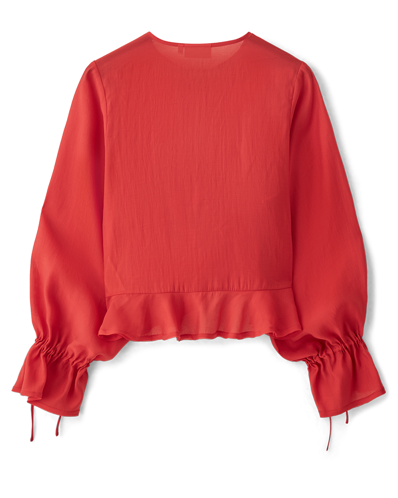 CMMOLLY - SKJORTE MED BINDEBÅND I RØD