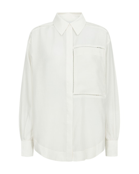 CMMOLLY - SKJORTE MED BRYSTLOMME I RÅHVID