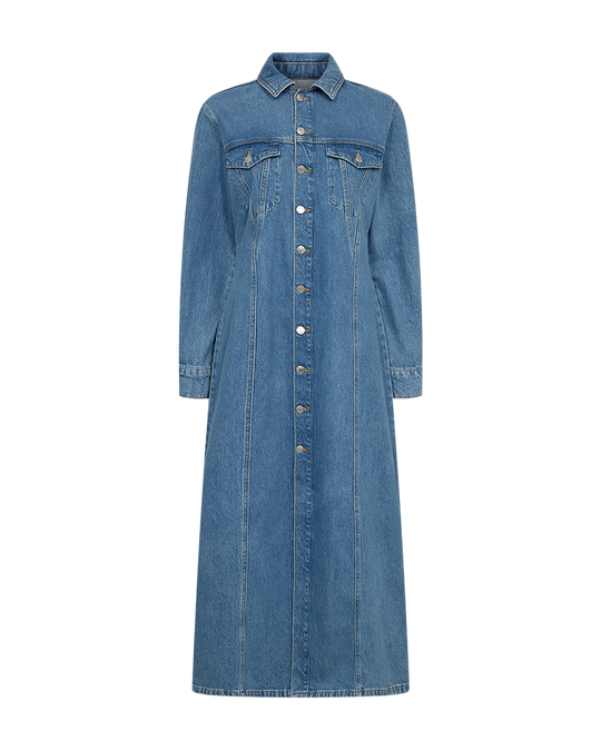 CMANOUK - KJOLE I DENIMKVALITET I BLÅ