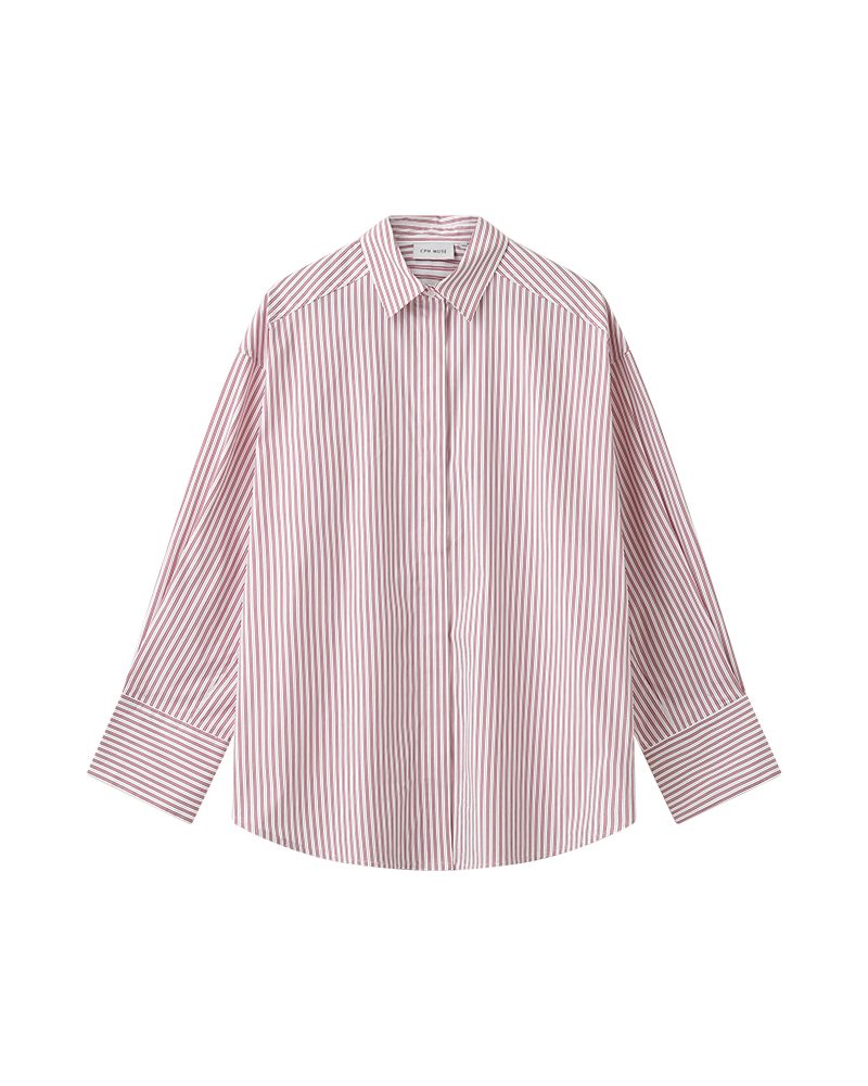 CMMARYANN - OVERSIZE SKJORTE I STRIBET HVID OG RØD