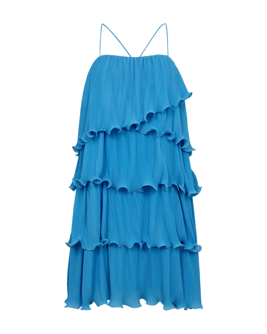 CMKIRA - PLISSERET KJOLE I BLÅ