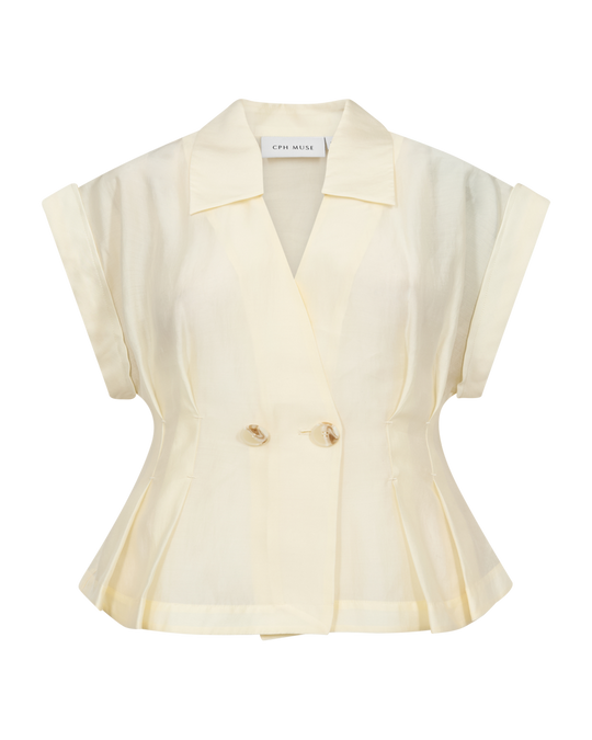 CMMOLLY - SKJORTE MED V-UDSKÆRING I GUL