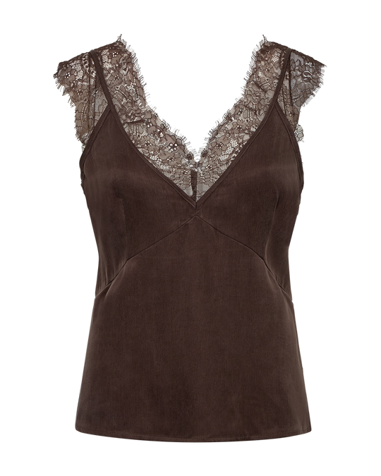 CMMARTA - TOP MED BLONDEDETALJER I BRUN