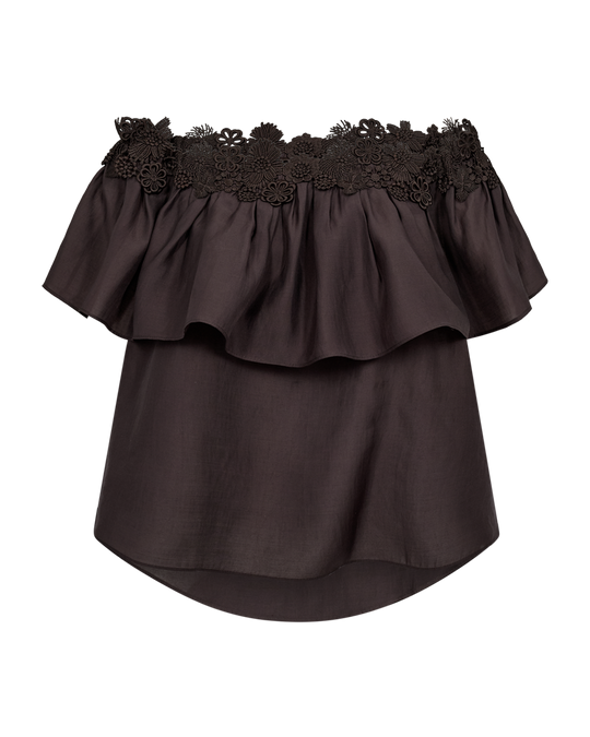 CMMOLLY - OFF-SHOULDER BLUSE I BRUN