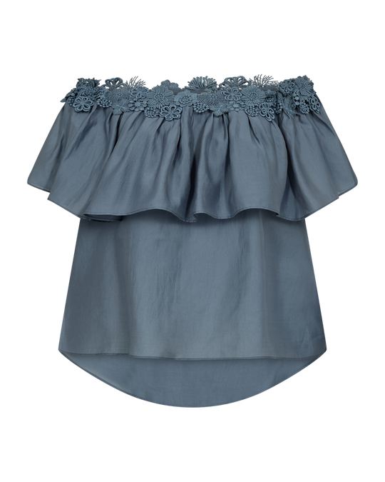 CMMOLLY - OFF-SHOULDER BLUSE I BLÅ