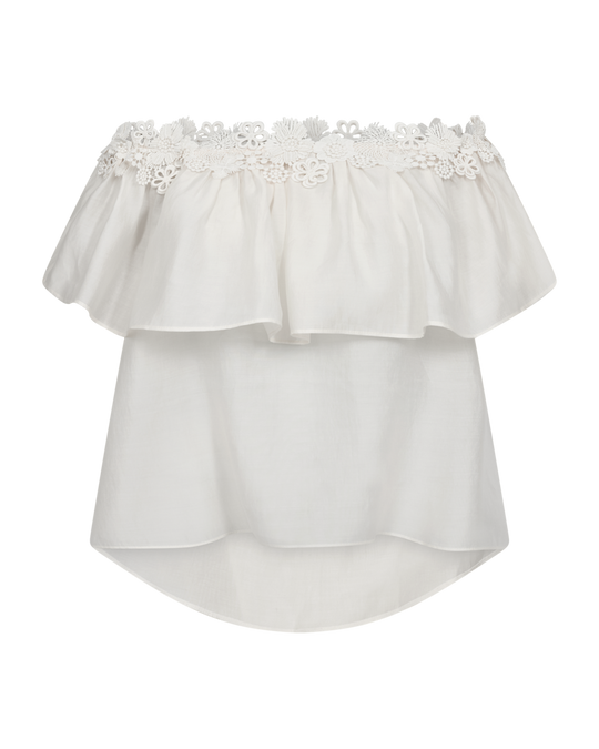 CMMOLLY - OFF-SHOULDER BLUSE I HVID