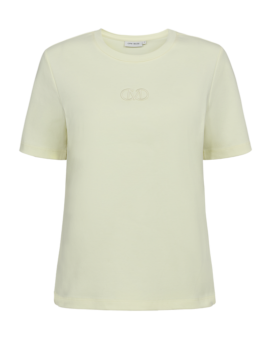 CMMUSE - T-SHIRT MED BRODERET LOGODETALJE I LYS GUL