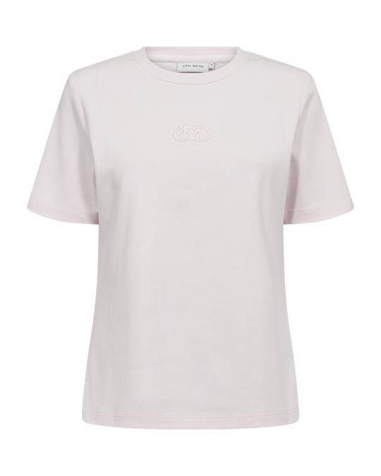 CMMUSE - T-SHIRT MED BRODERET LOGODETALJE I ROSA