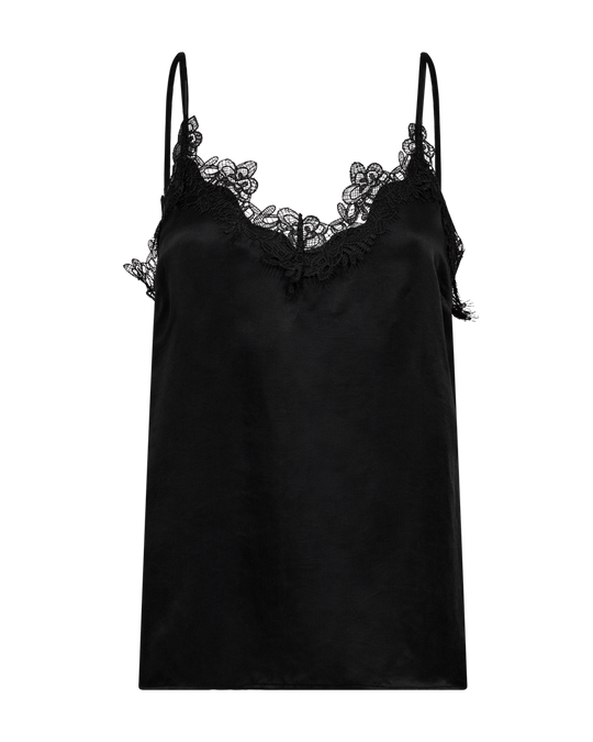 CMSILIA – SATIN TOP MED BLONDER I SORT