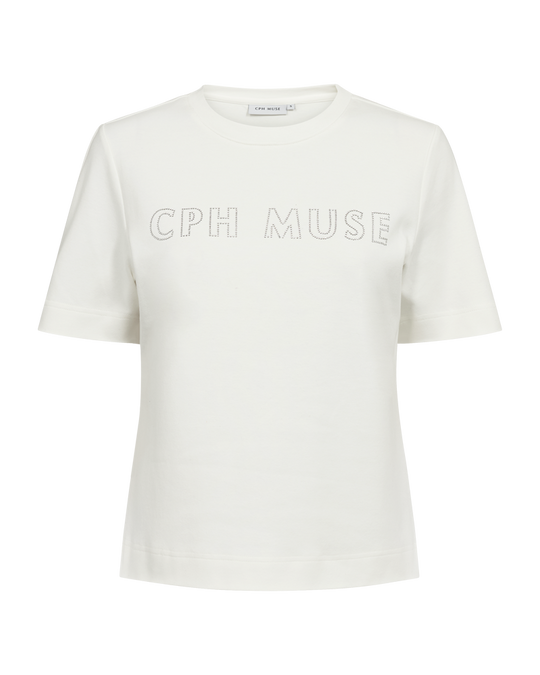 CMMUSE - T-SHIRT MED LOGO I HVID