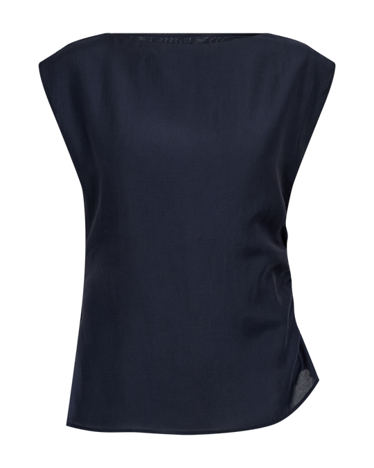CMMOLLY - BLUSE MED ASYMMETRISK BUND I BLÅ
